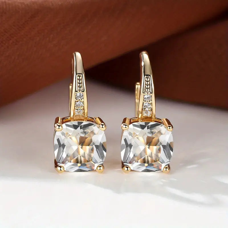 Ring Earrings with Hidden Stone | Gold