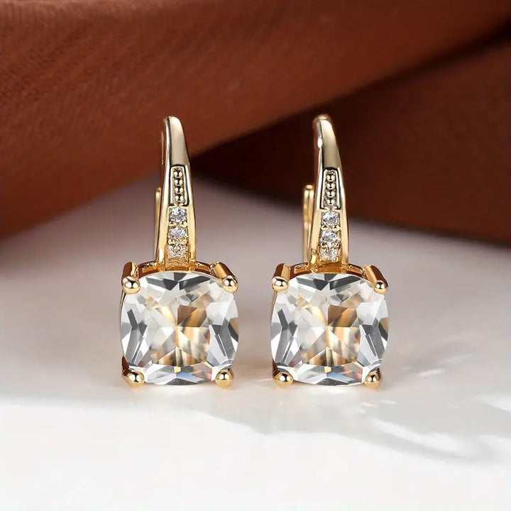 Ring Earrings with Hidden Stone | Gold