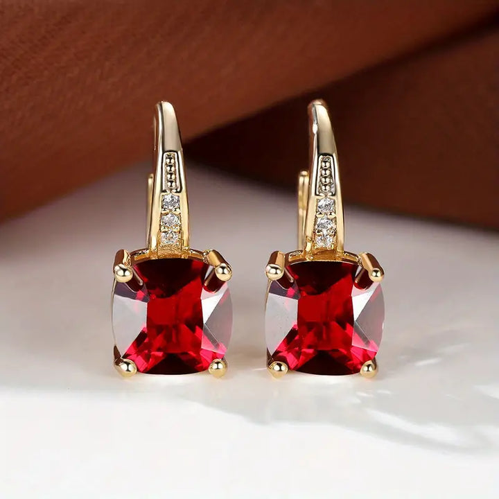 Ring Earrings with Hidden Stone | Gold