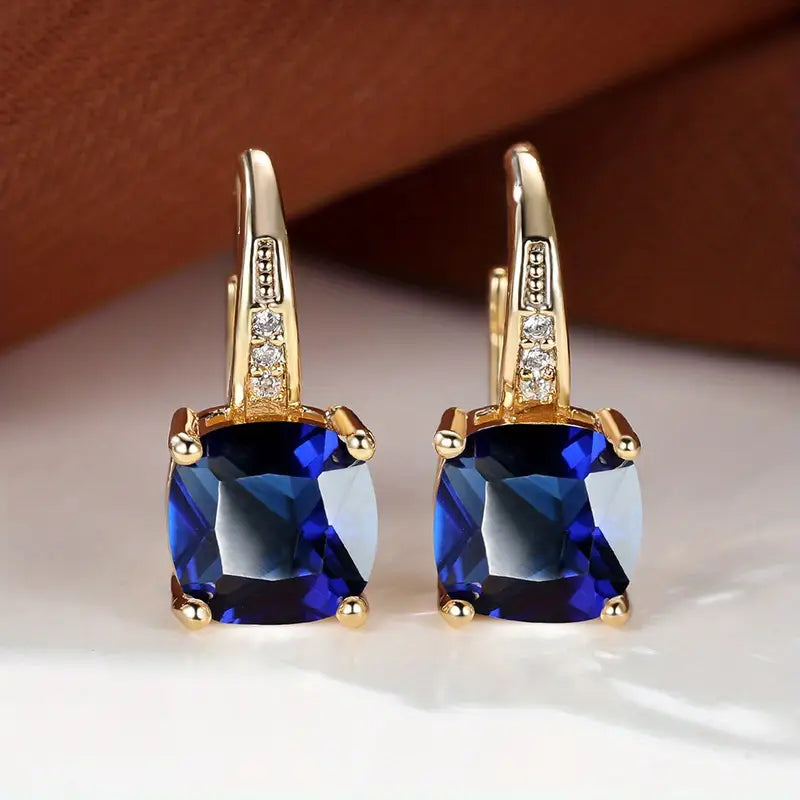 Ring Earrings with Hidden Stone | Gold