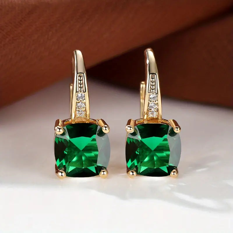 Ring Earrings with Hidden Stone | Gold