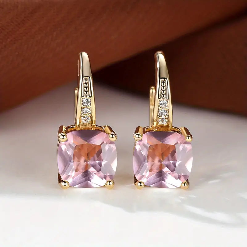 Ring Earrings with Hidden Stone | Gold