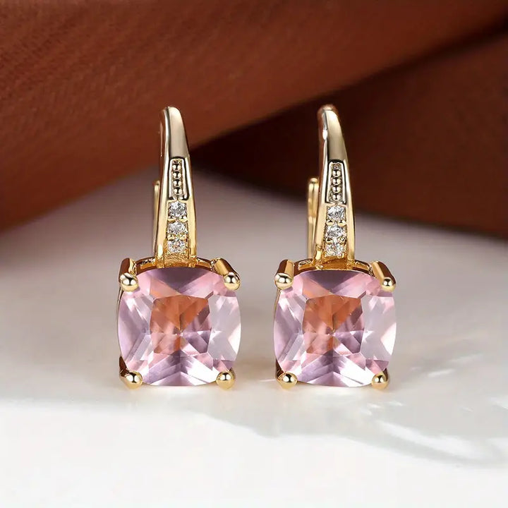 Ring Earrings with Hidden Stone | Gold