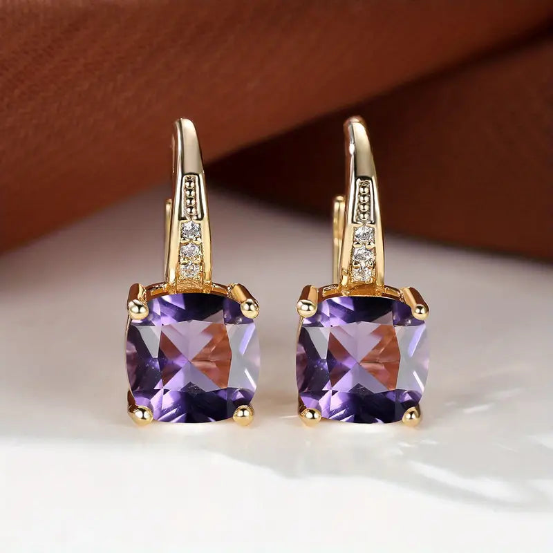 Ring Earrings with Hidden Stone | Gold