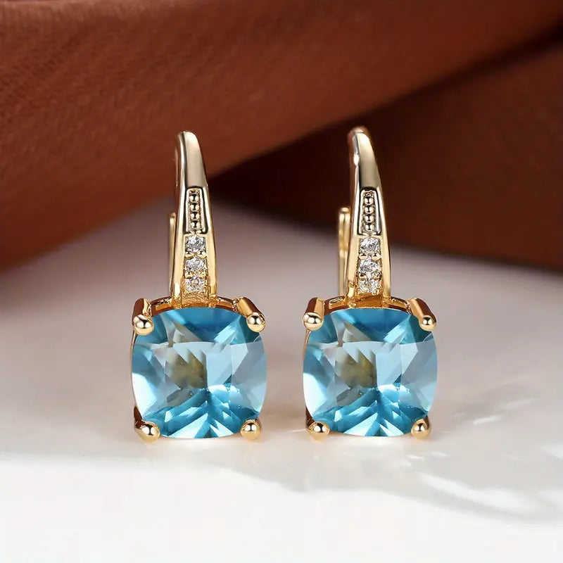 Ring Earrings with Hidden Stone | Gold