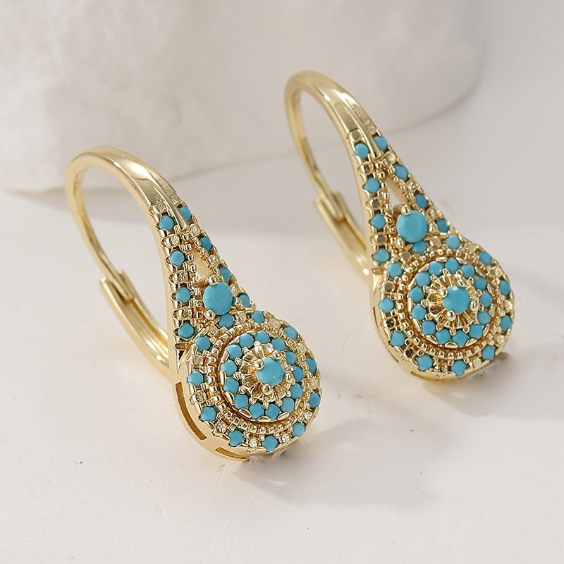 Turquoise Valenne Earrings in a Group | Gold