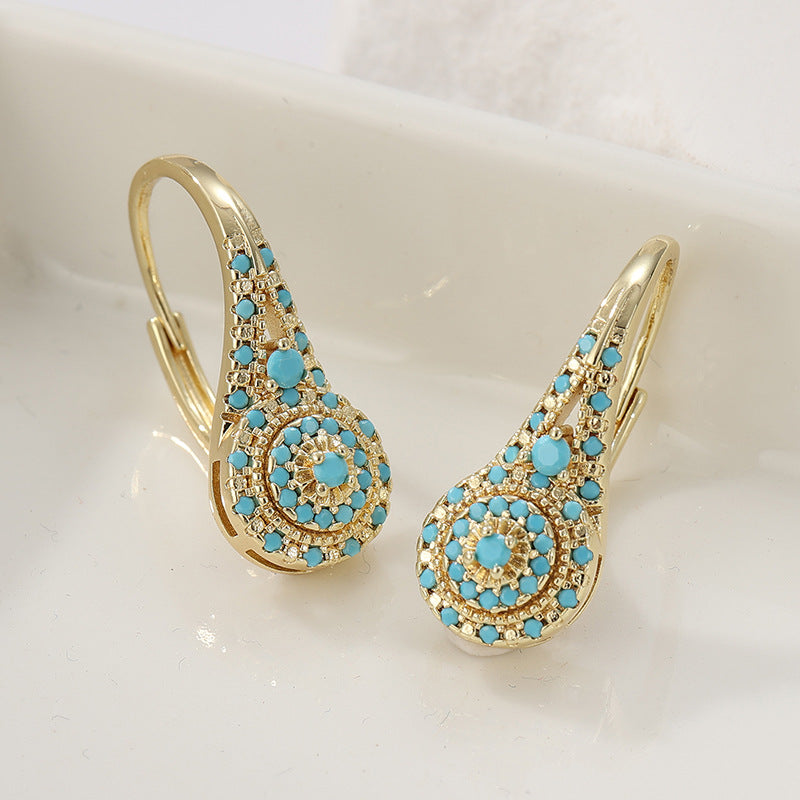 Turquoise Valenne Earrings in a Group | Gold