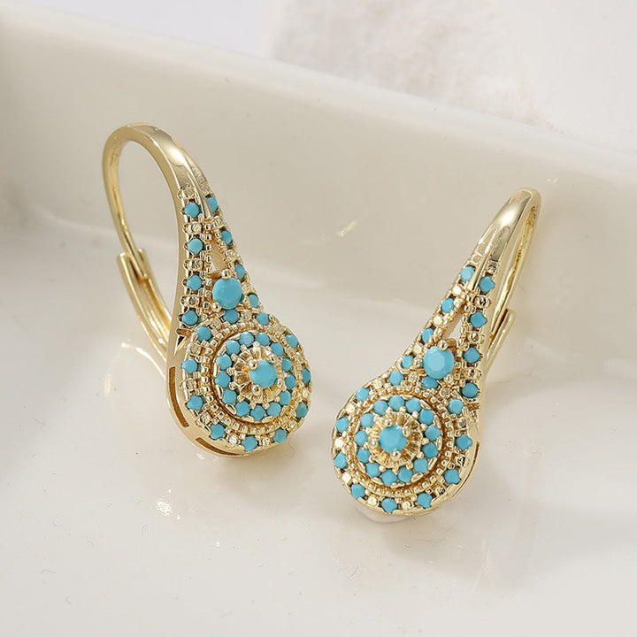 Turquoise Valenne Earrings in a Group | Gold