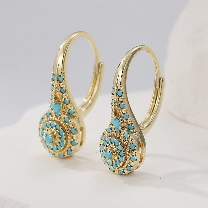 Turquoise Valenne Earrings in a Group | Gold