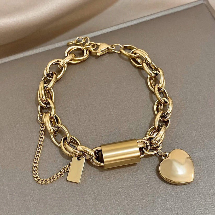 Thick Gold Chain Bracelet Comforting