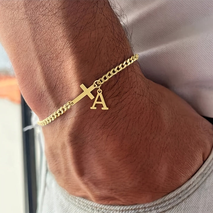 Gold Bracelet with Intersecting Initials