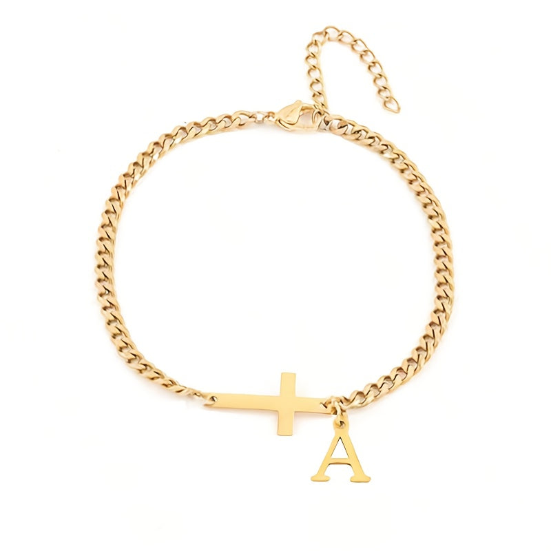 Gold Bracelet with Intersecting Initials