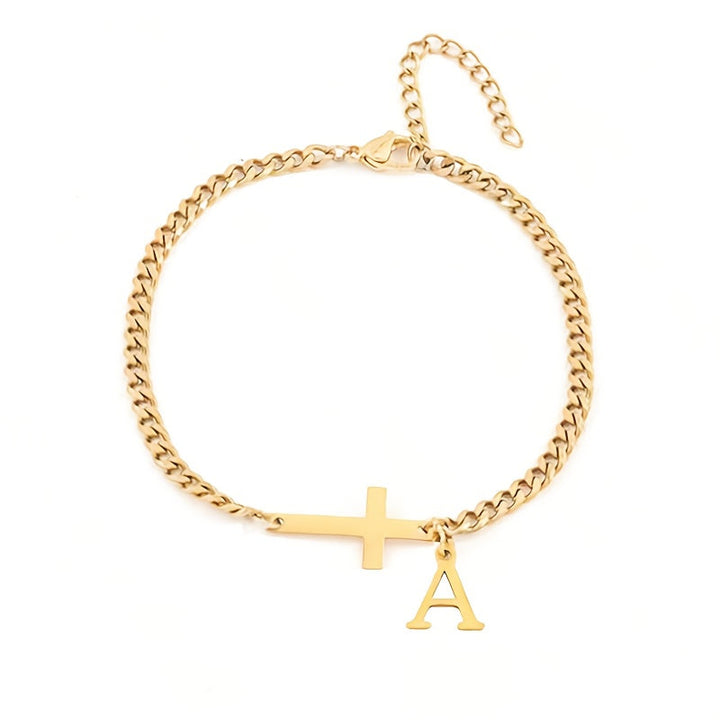 Gold Bracelet with Intersecting Initials