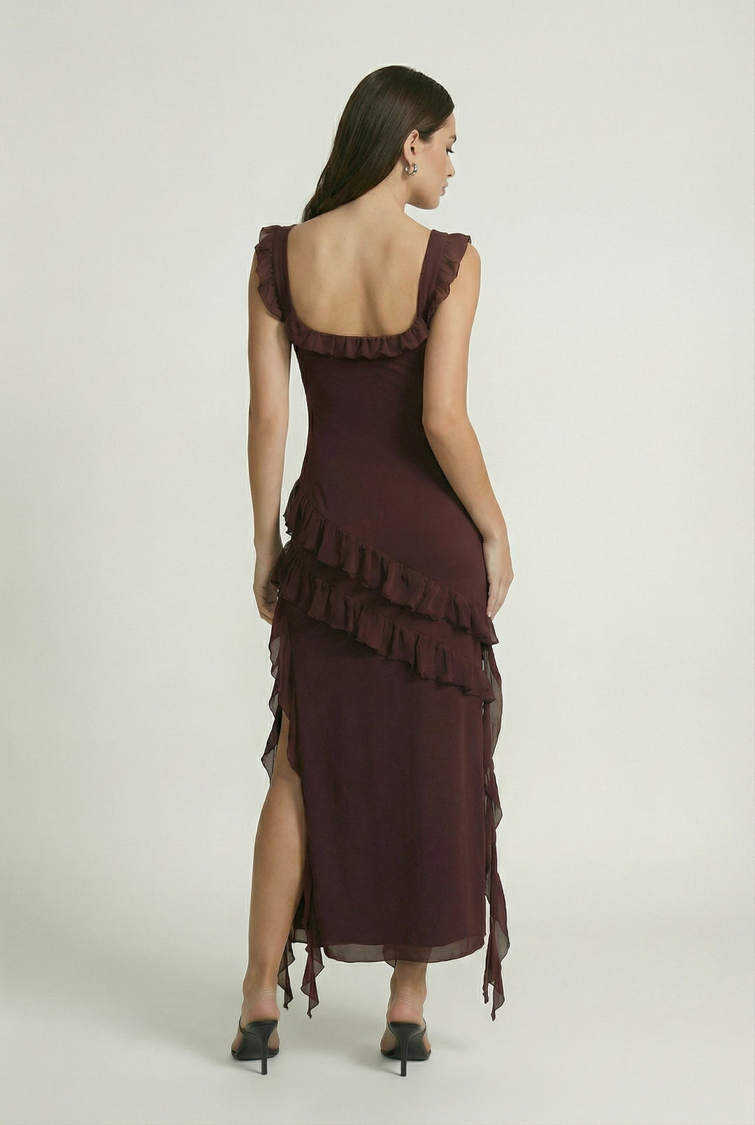 Martina | Brown Open-Back Maxi Dress