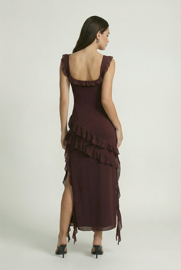 Martina | Brown Open-Back Maxi Dress