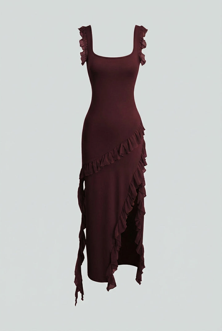 Martina | Brown Open-Back Maxi Dress