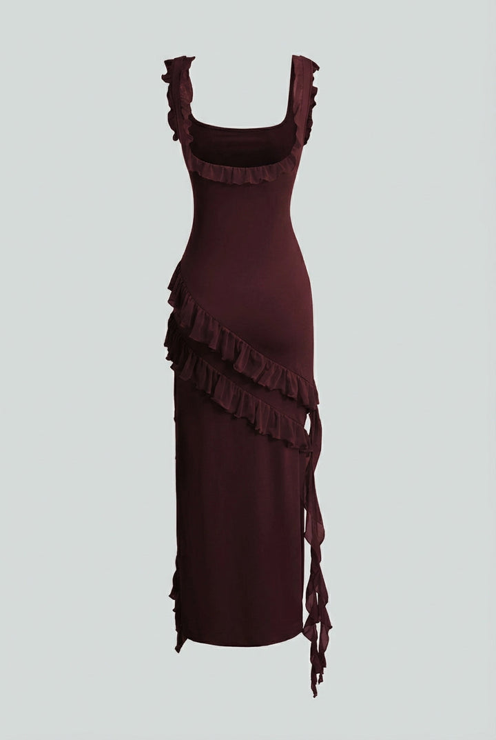 Martina | Brown Open-Back Maxi Dress