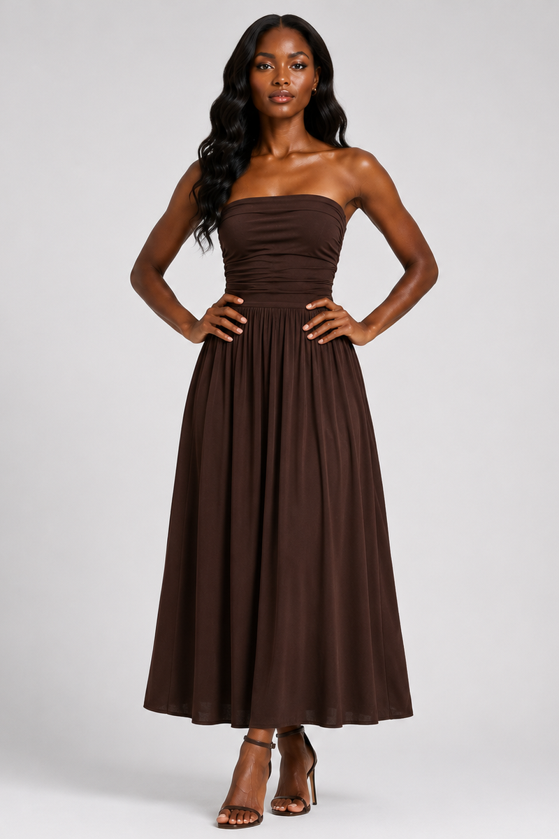 Anita | Strapless Pleated Maxi Dress