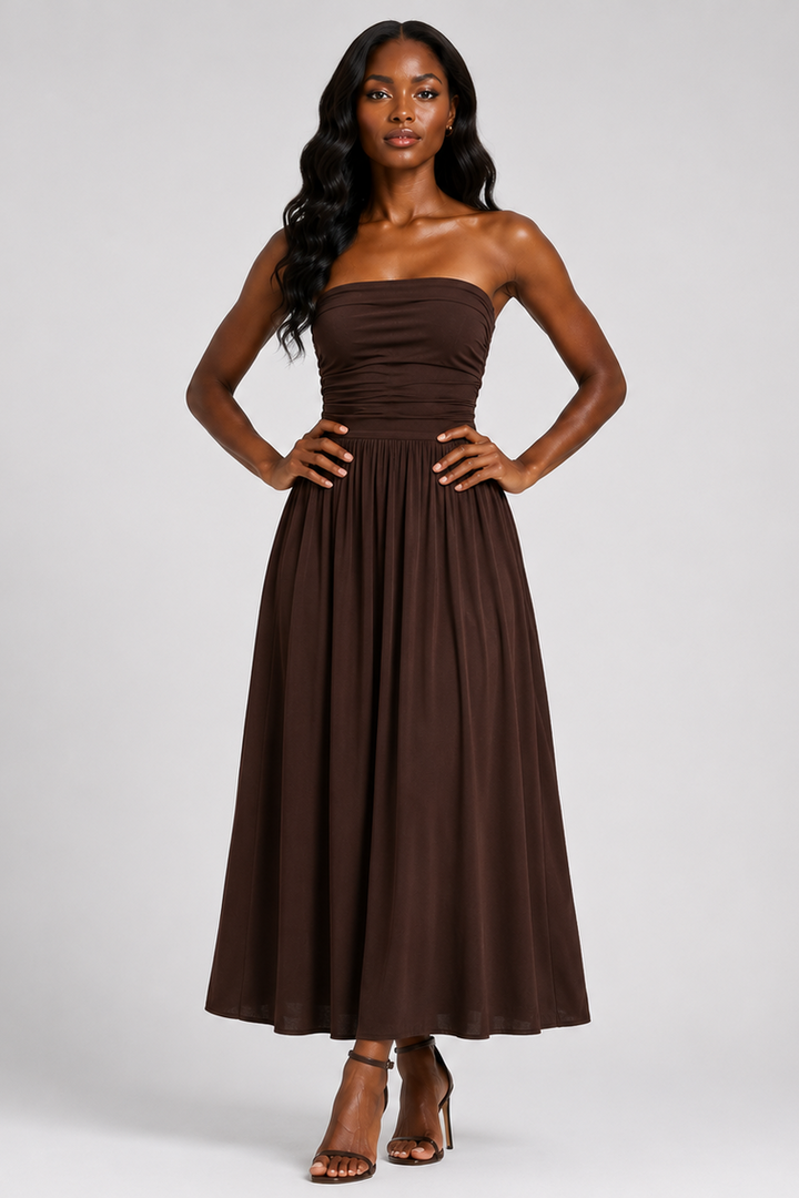 Anita | Strapless Pleated Maxi Dress