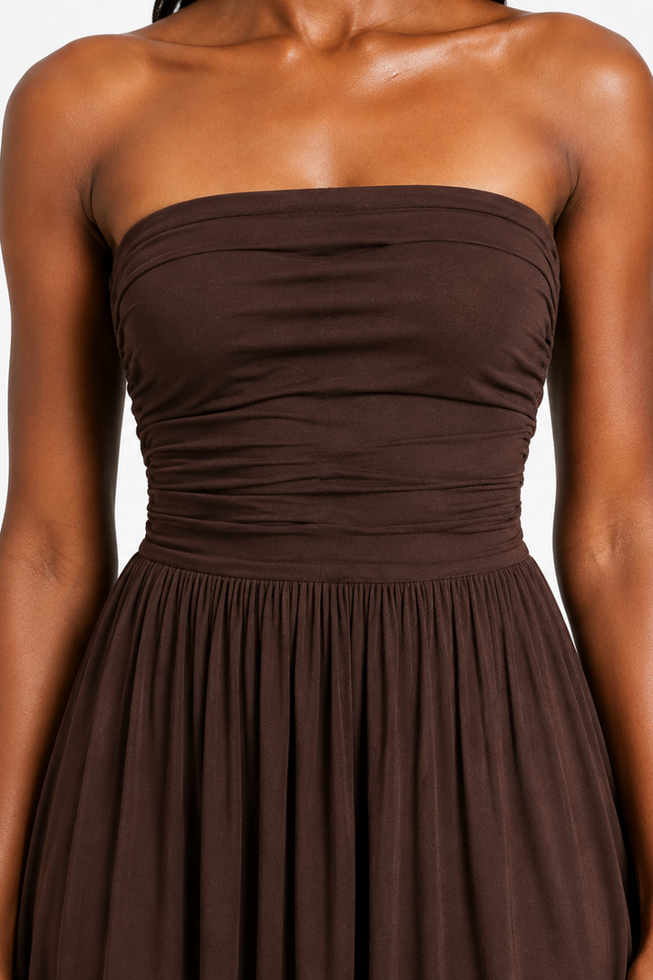 Anita | Strapless Pleated Maxi Dress