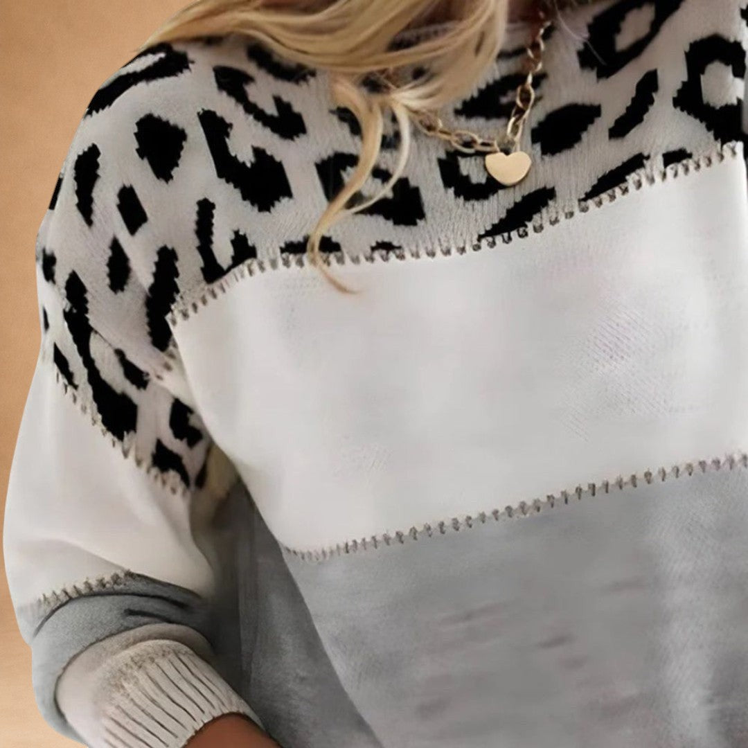 Phaedra - Leopard Print Sweater with Soft Texture