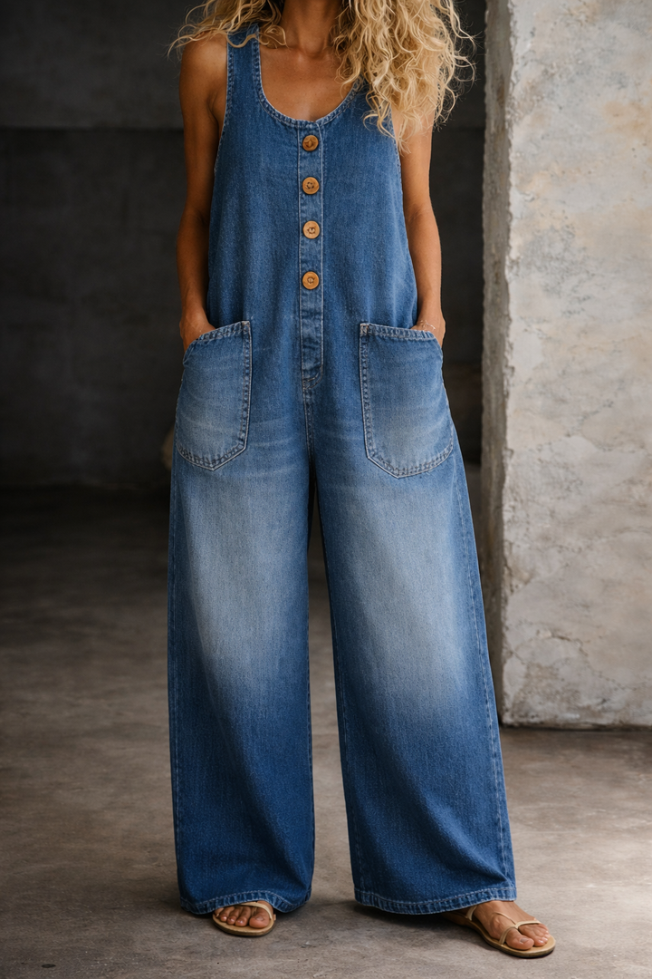 Sara - Distressed Vintage Cotton Jumpsuit