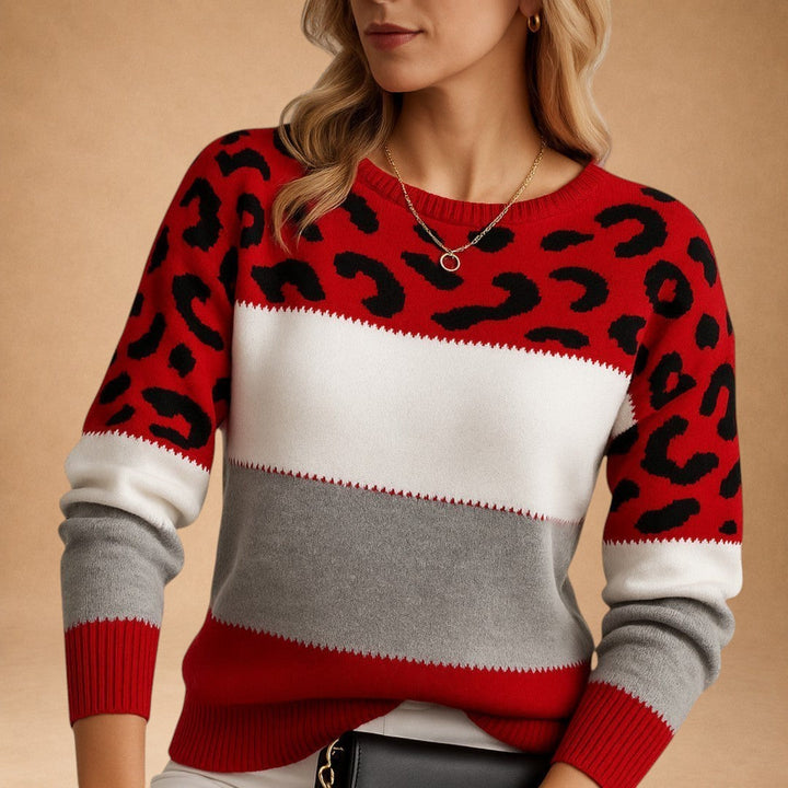 Phaedra - Leopard Print Sweater with Soft Texture