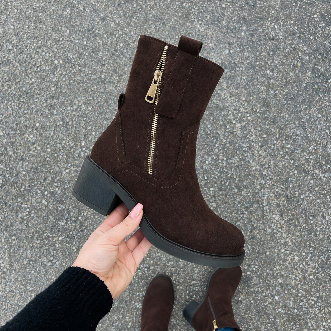Wedge Heel Ankle Boots with Side Zipper