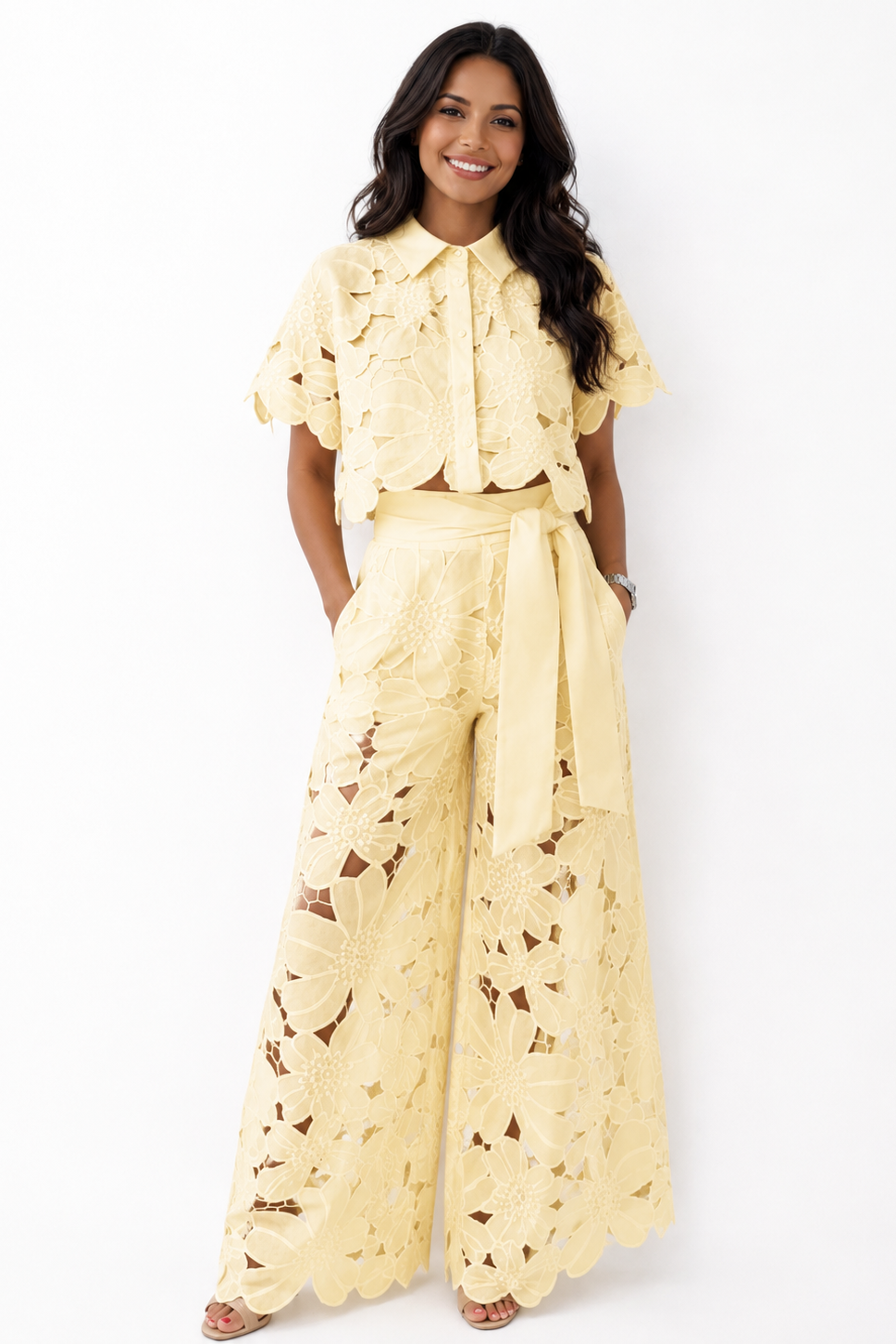 Vladimíra | Embroidered Wide-Leg Trouser Set