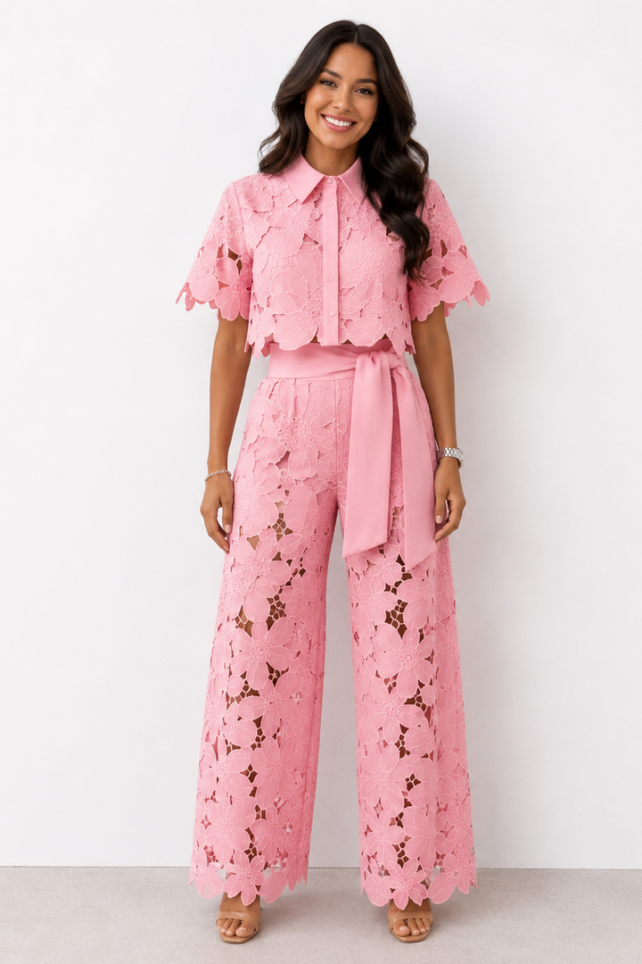Vladimíra | Embroidered Wide-Leg Trouser Set