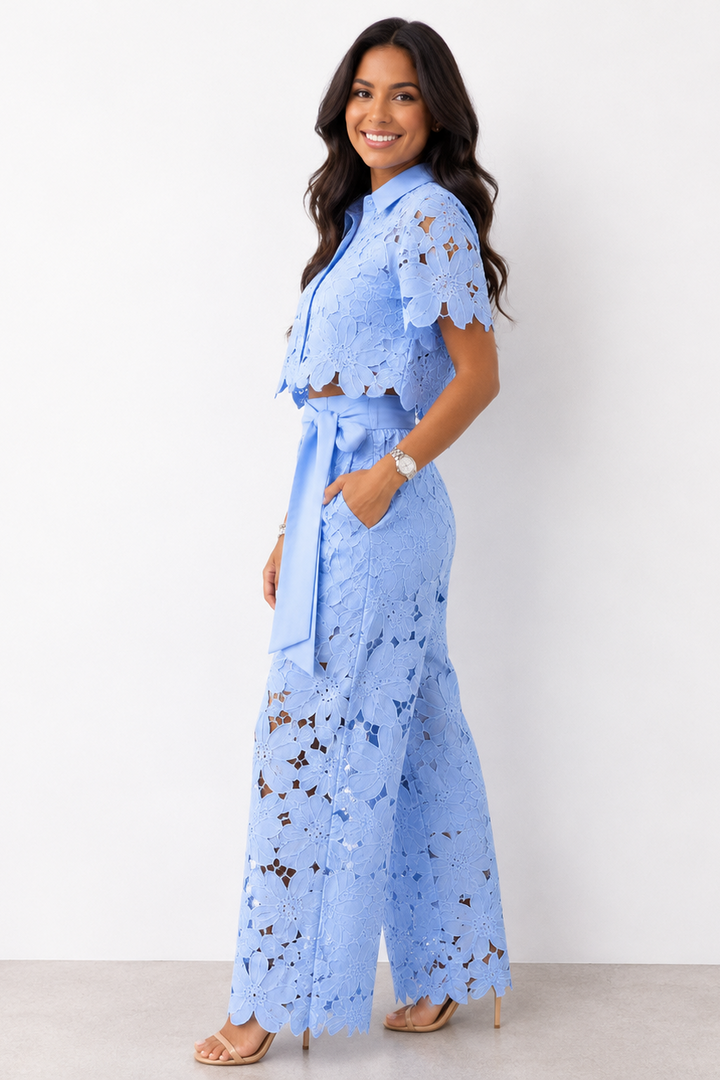 Vladimíra | Embroidered Wide-Leg Trouser Set