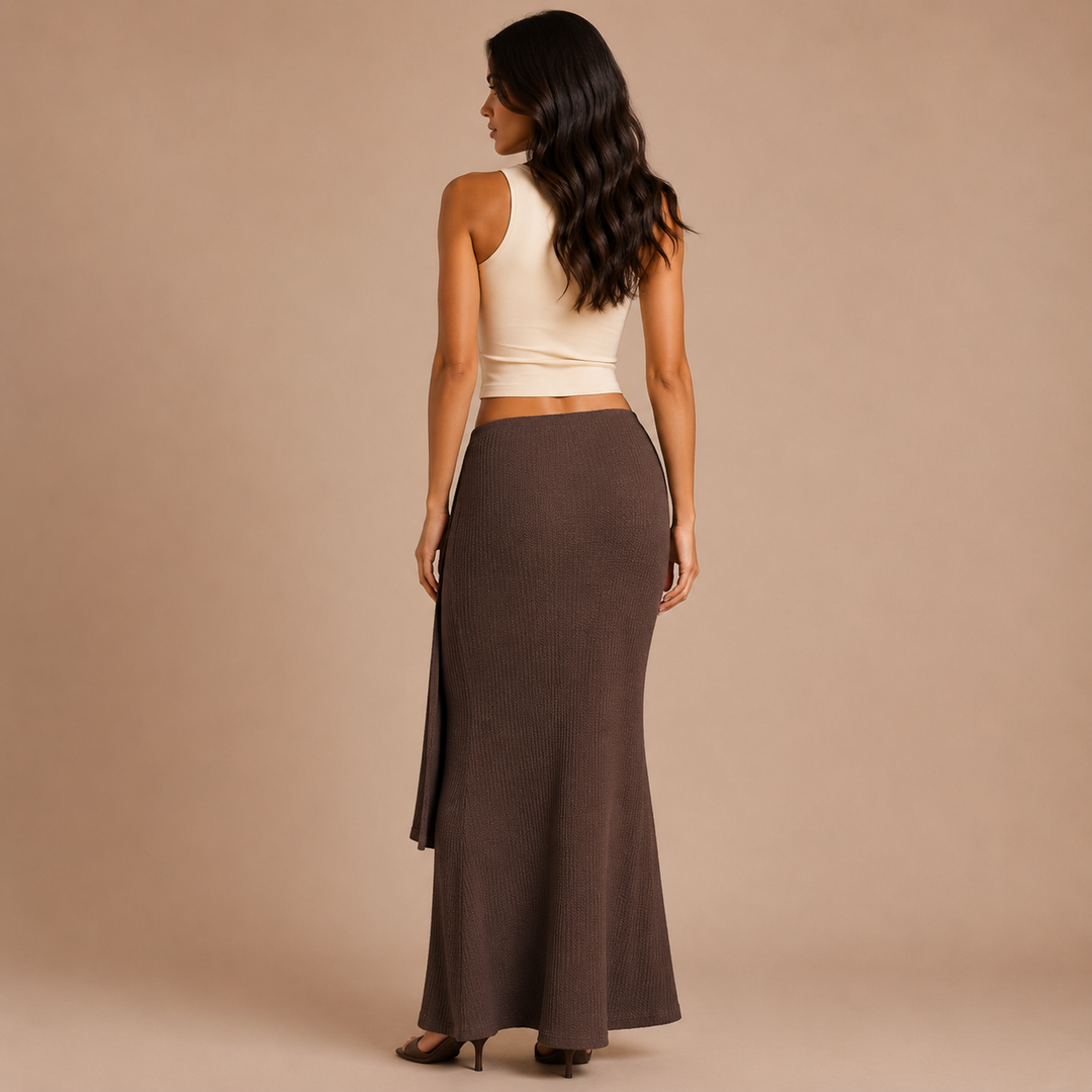 Andrea - Long Skirt with Striped Pattern, Belt and Buckle