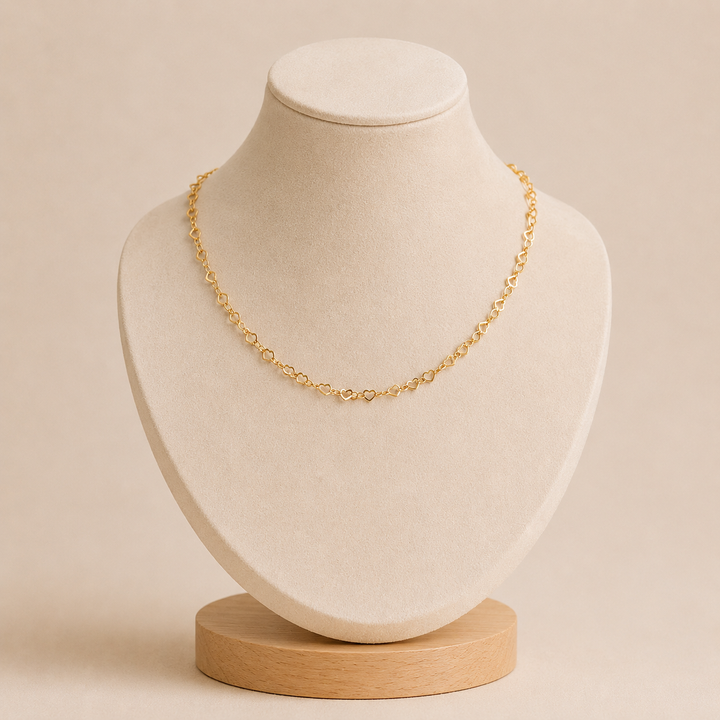 Minimalist Chain Necklace with Open Hearts