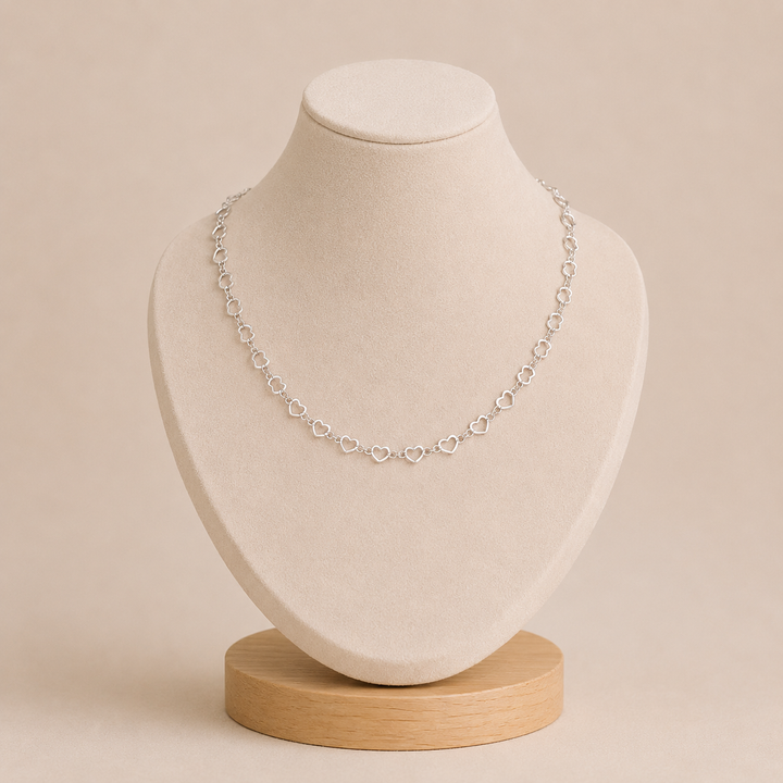 Minimalist Chain Necklace with Open Hearts