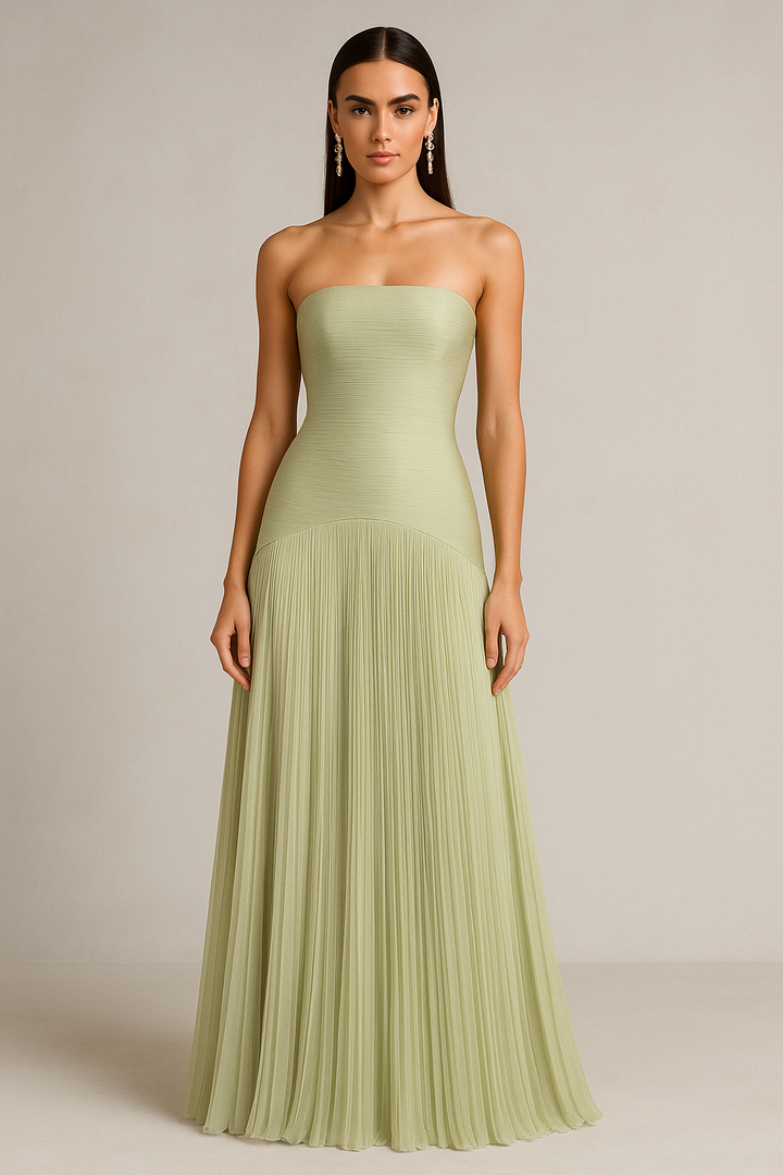 Maxi Green Sleeveless Dress for Weddings