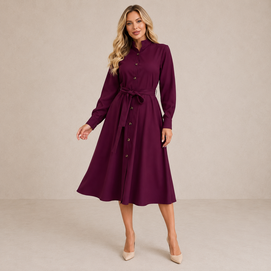 Lisa | Midi Dress Featuring a Delicate Belt