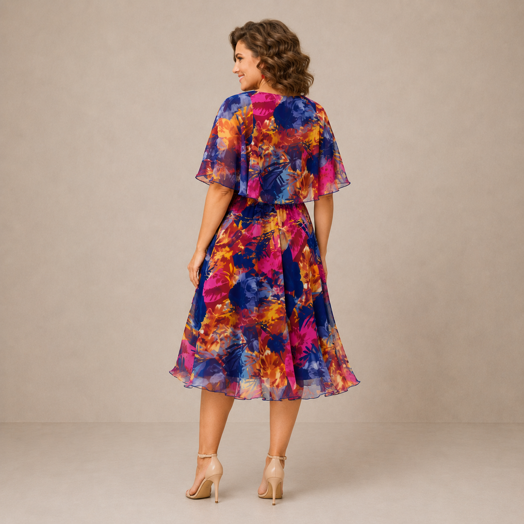 Luana | Floral Midi Dress in Vibrant Colors