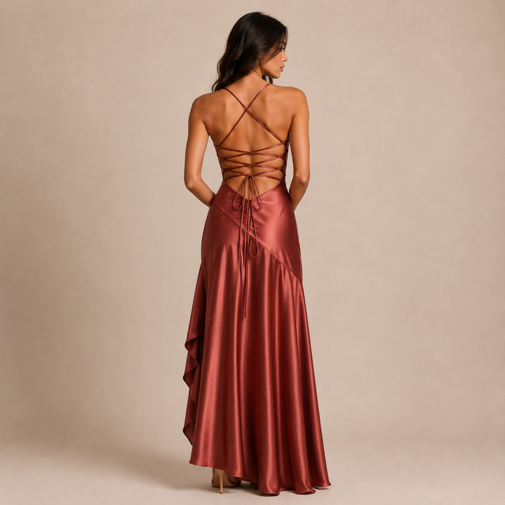 Alicia - Dress with Thin Straps and Draped Bodice Design