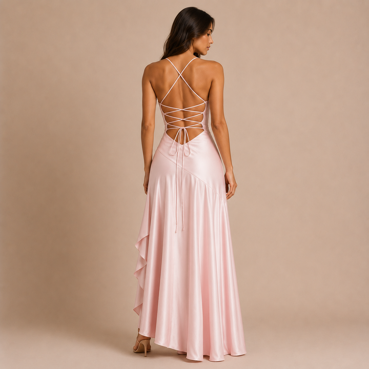 Alicia - Dress with Thin Straps and Drape Design