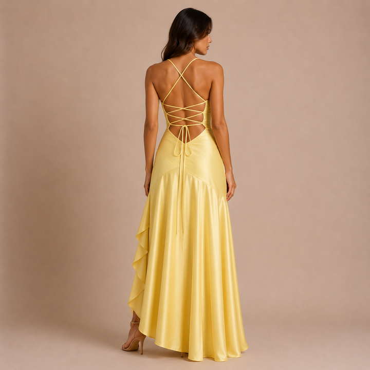 Alicia - Dress with Thin Straps and Drape Design