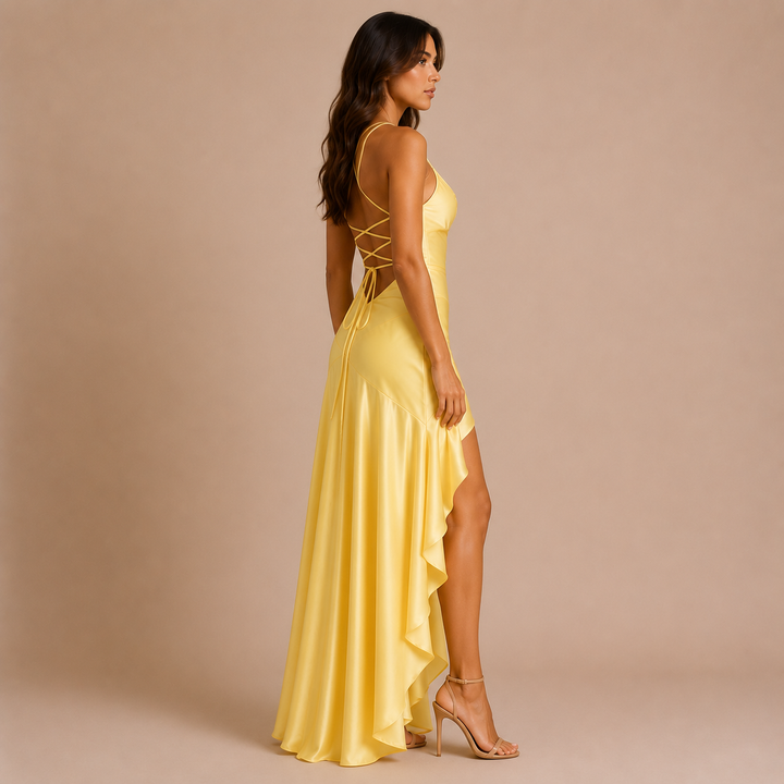 Alicia - Dress with Thin Straps and Drape Design