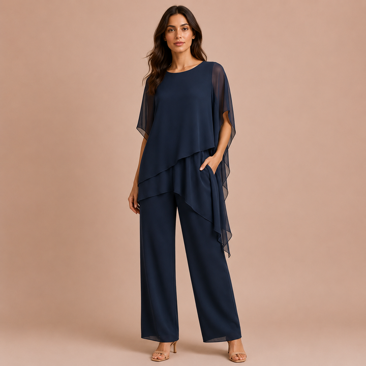 Carmen - Set with Asymmetrical Top and Straight Trousers