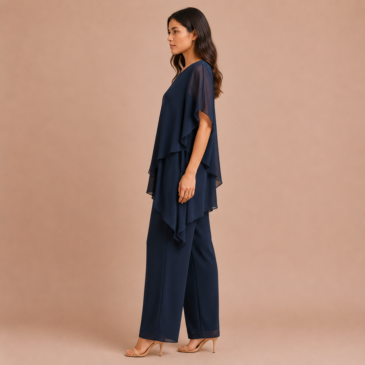 Carmen - Set with Asymmetrical Top and Straight Trousers