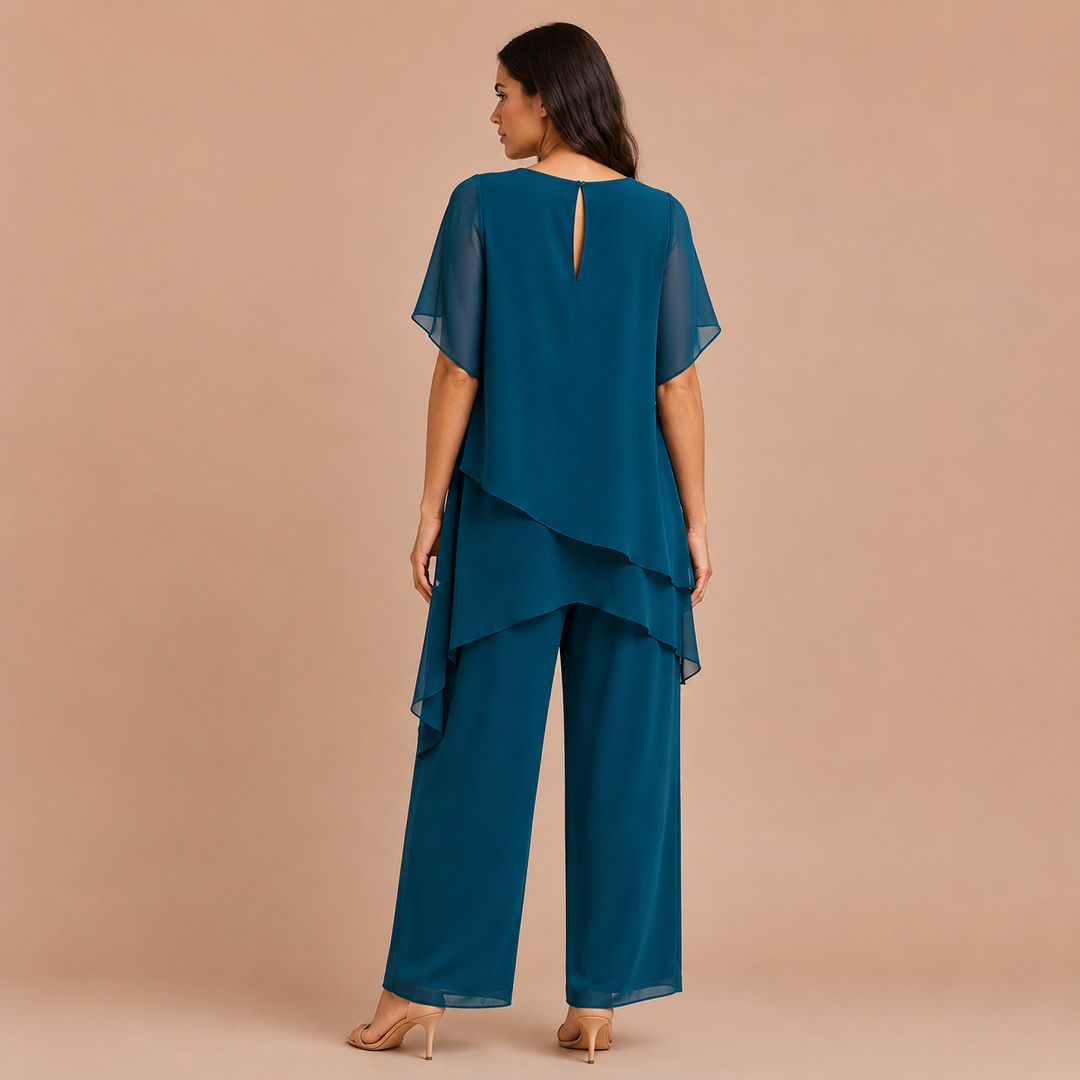 Carmen - Asymmetrical Blouse with Straight Trousers