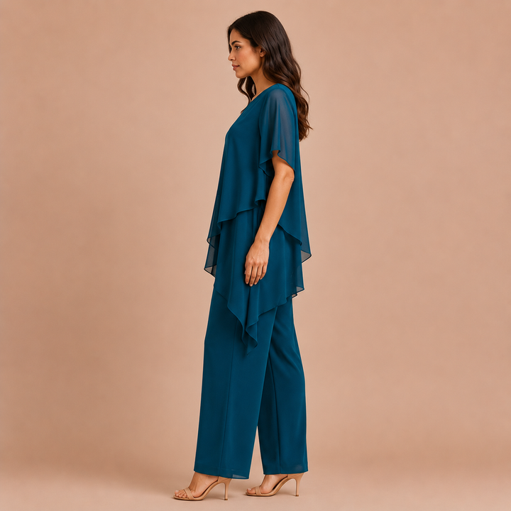 Carmen - Asymmetrical Blouse with Straight Trousers