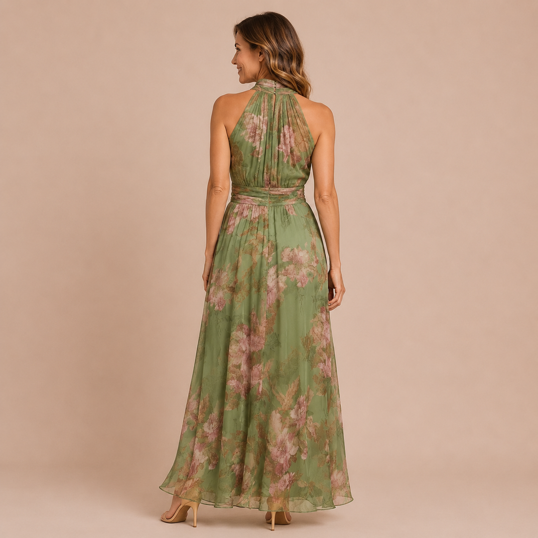 Marta - Midi dress with halter neckline and pleated belt