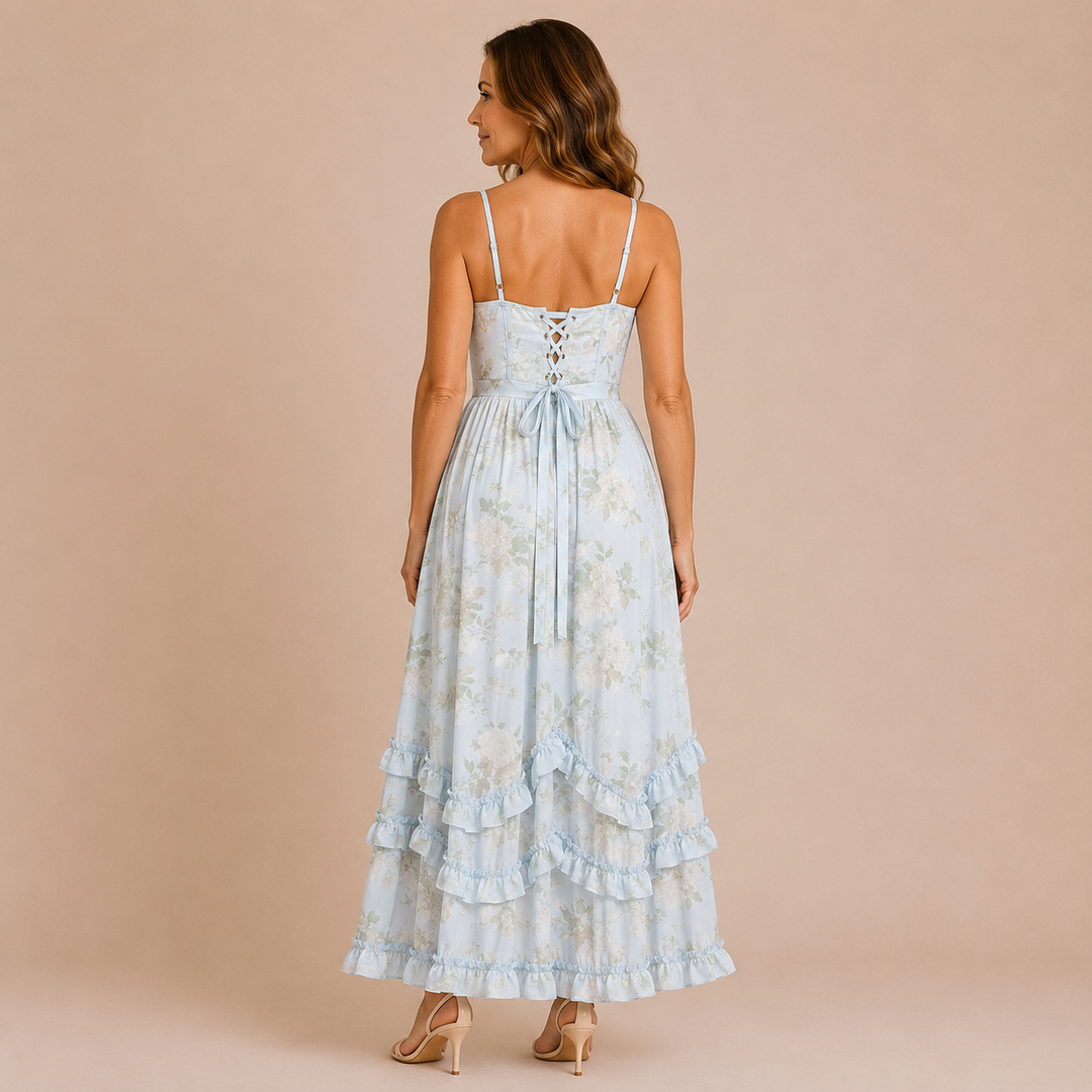 Sophia - Corset Dress with Thin Straps and Ruffled Skirt