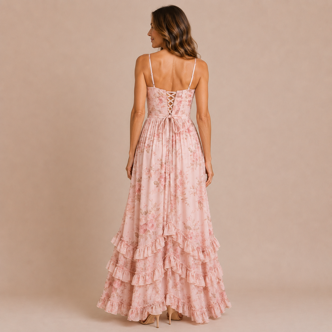 Sophia - Corset Dress with Thin Straps and Ruffled Skirt