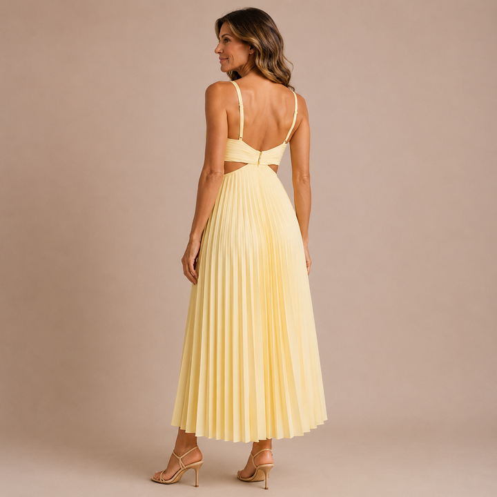 Blanca - Midi dress with pleats and V neckline