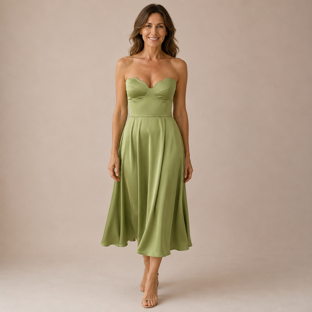 Beatrice - Midi Dress with Corset and Satin Skirt